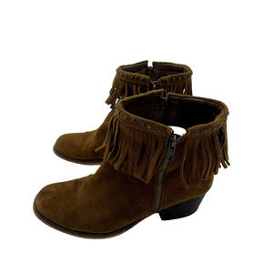"Wendell" Fringed Leather Side Zip Ankle Boots (7.5" Height)